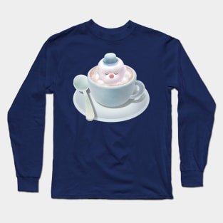 Marshmallow Dog Float Inside Coffee Cup Long Sleeve T-Shirt